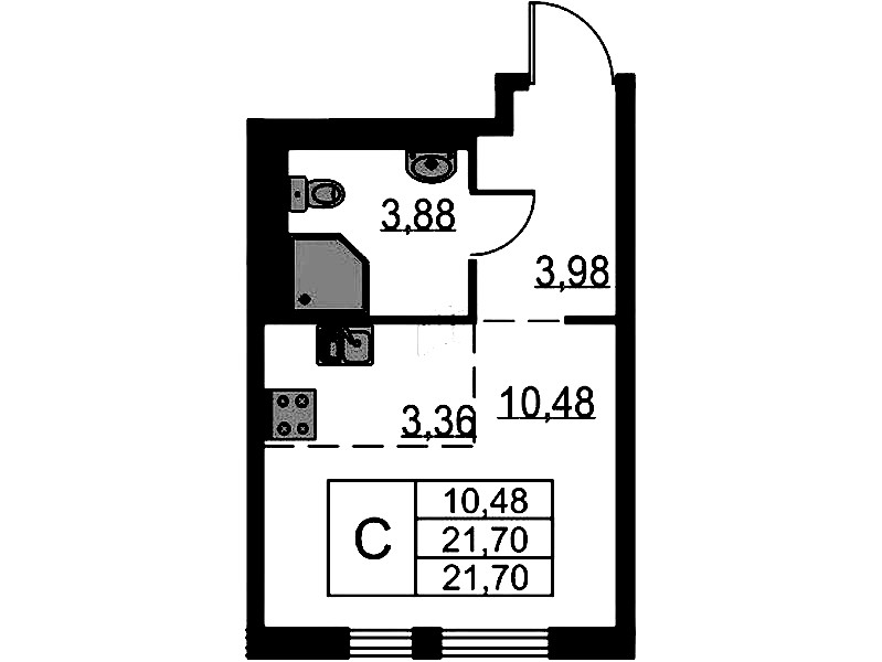 Квартира студия 21.7 м², 8/12 эт., ЖК «Невская Долина»